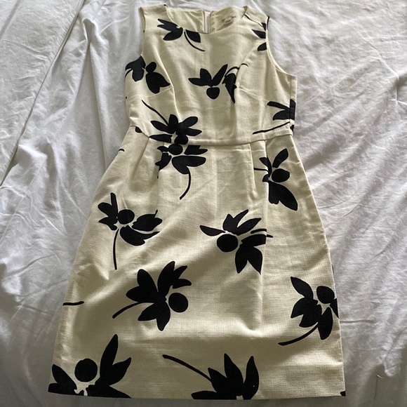 J. Crew Dresses J Crew Off White And Black Floral Dress Poshmark